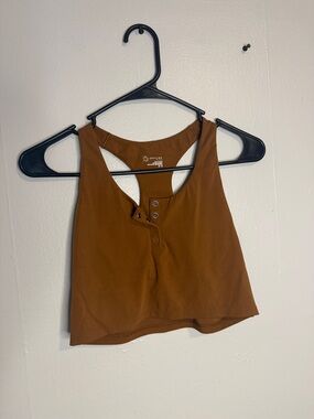 aerie Chestnut Brown Racerback Snap Crop Tank